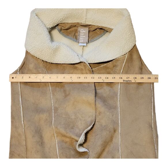 Anthropologie Dolan Vest Size Small 3/4 Length Faux Suede Sherpa Lined - Picture 7 of 9